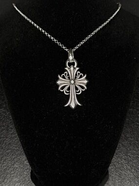 Chrome Hearts Floral Cross Big Pendant Paper Chain Necklace Unisex